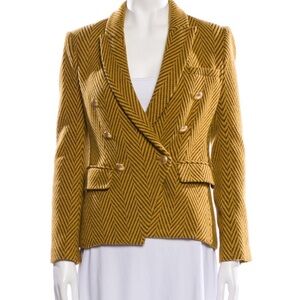 L'AGENCE Kenzie Double Breasted Blazer Coat Size‎ 0 xs Yellow Black Gold